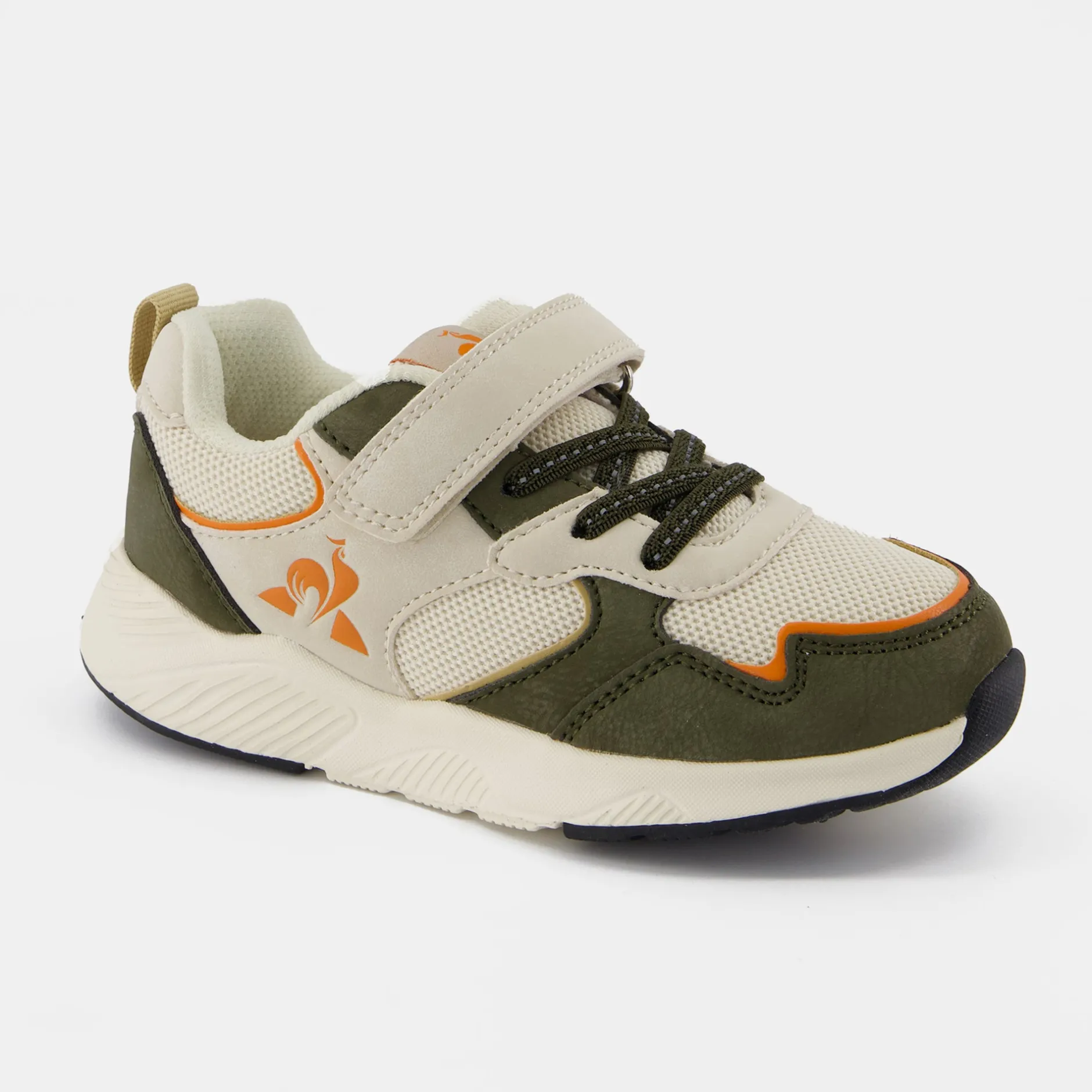 Fashion Le Coq Sportif CHAUSSURES ENFANTChaussures à scratch vert kaki RUNNER enfant Opticalwhite/green