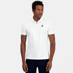 Best Sale Le Coq Sportif Coq d'orPolo col zippé Homme en interlock 240g coton Marshmallow