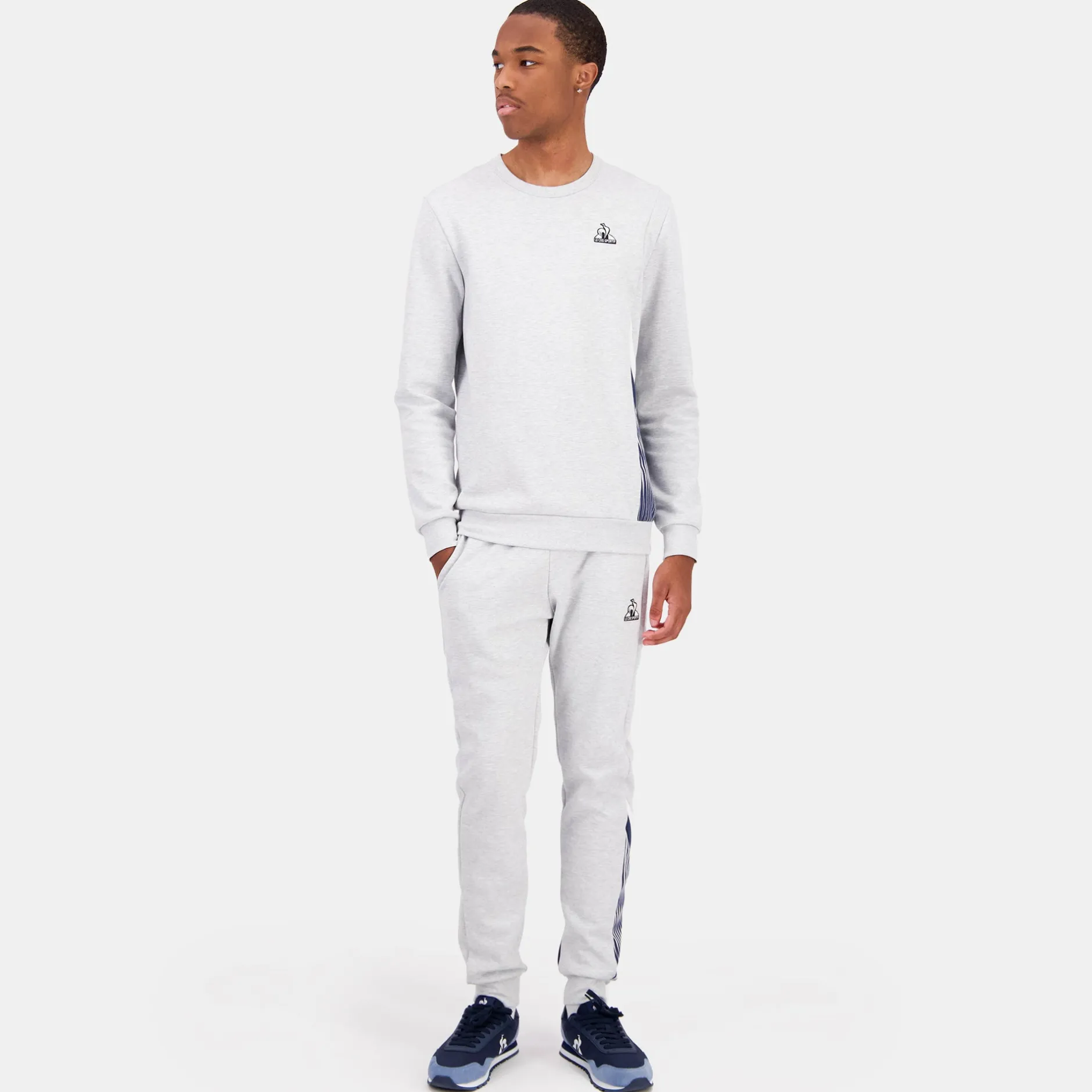 Best Sale Le Coq Sportif HéritagePantalon SLIM Gris chiné clair Homme