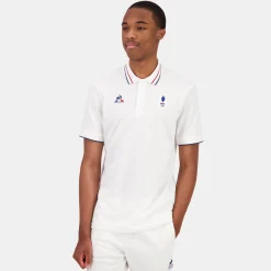 Fashion Le Coq Sportif Équipe de France Olympique | Paris 2024Polo de Podium Équipe de France Homme Marshmallow
