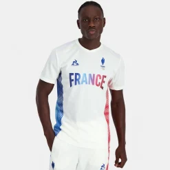 Discount Le Coq Sportif Équipe de France Olympique | Paris 2024Maillot training officiel Équipe de France Homme Marshmallow