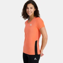 Fashion Le Coq Sportif T-shirt Femme Orangeperf/black